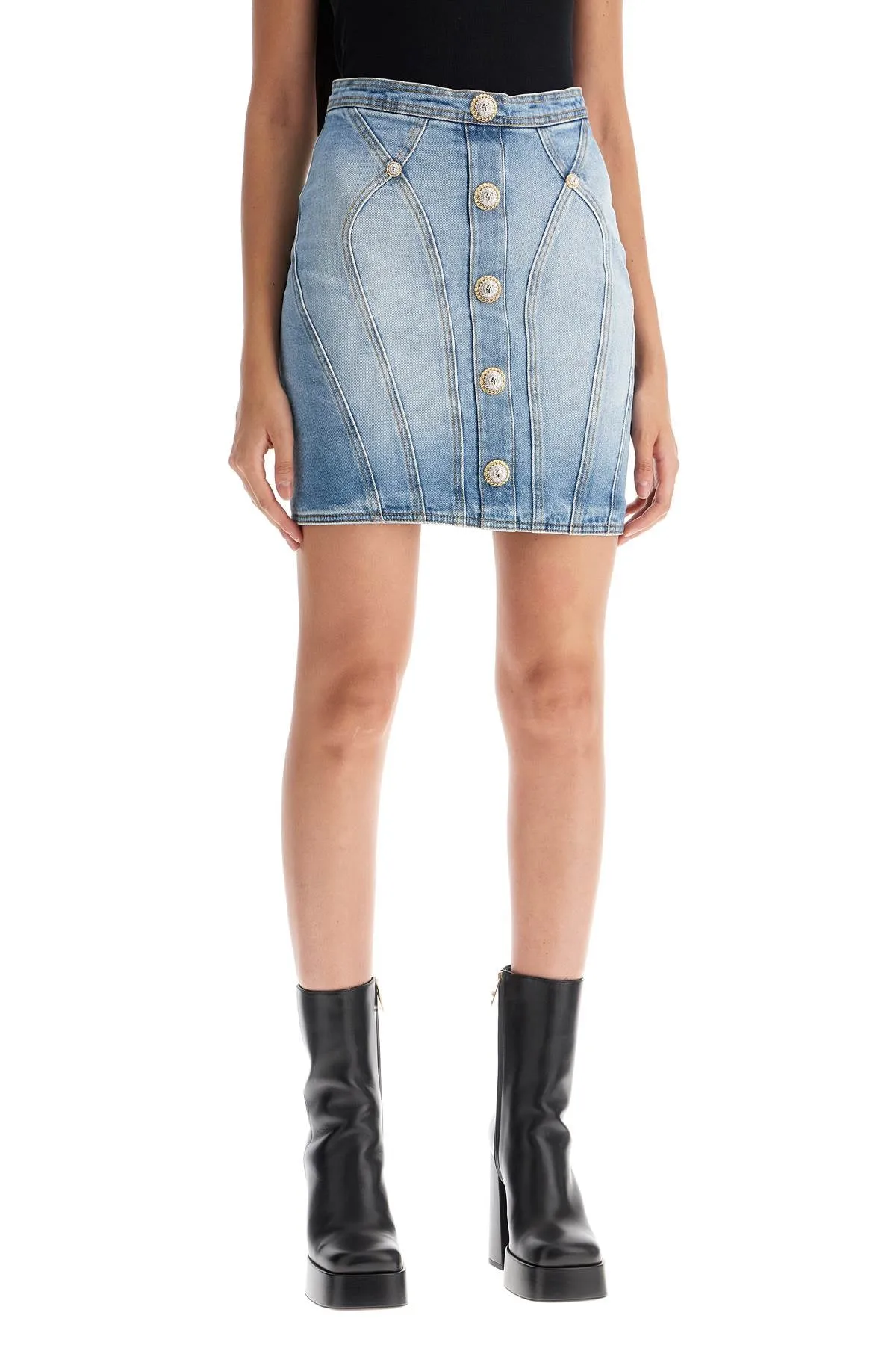 4 BTN DENIM SHORT SKIRT