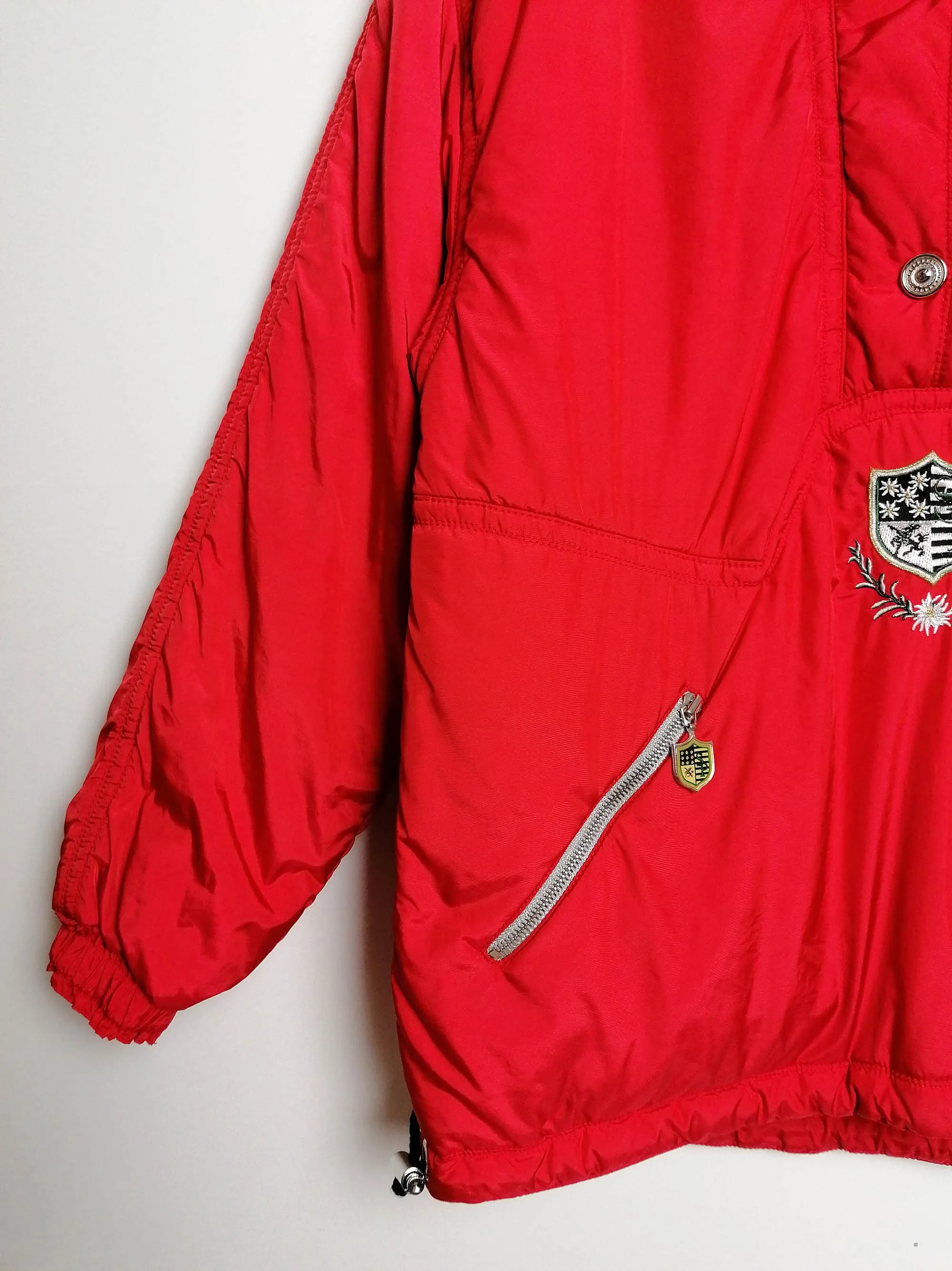 90's SPORTALM Kitzbuhel Anorak Shiny Red Winter Ski Jacket - size S-M