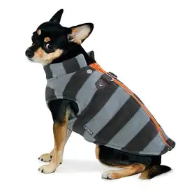 Active Fleece D-Ring Striped Dog Coat by Dogo - Gray