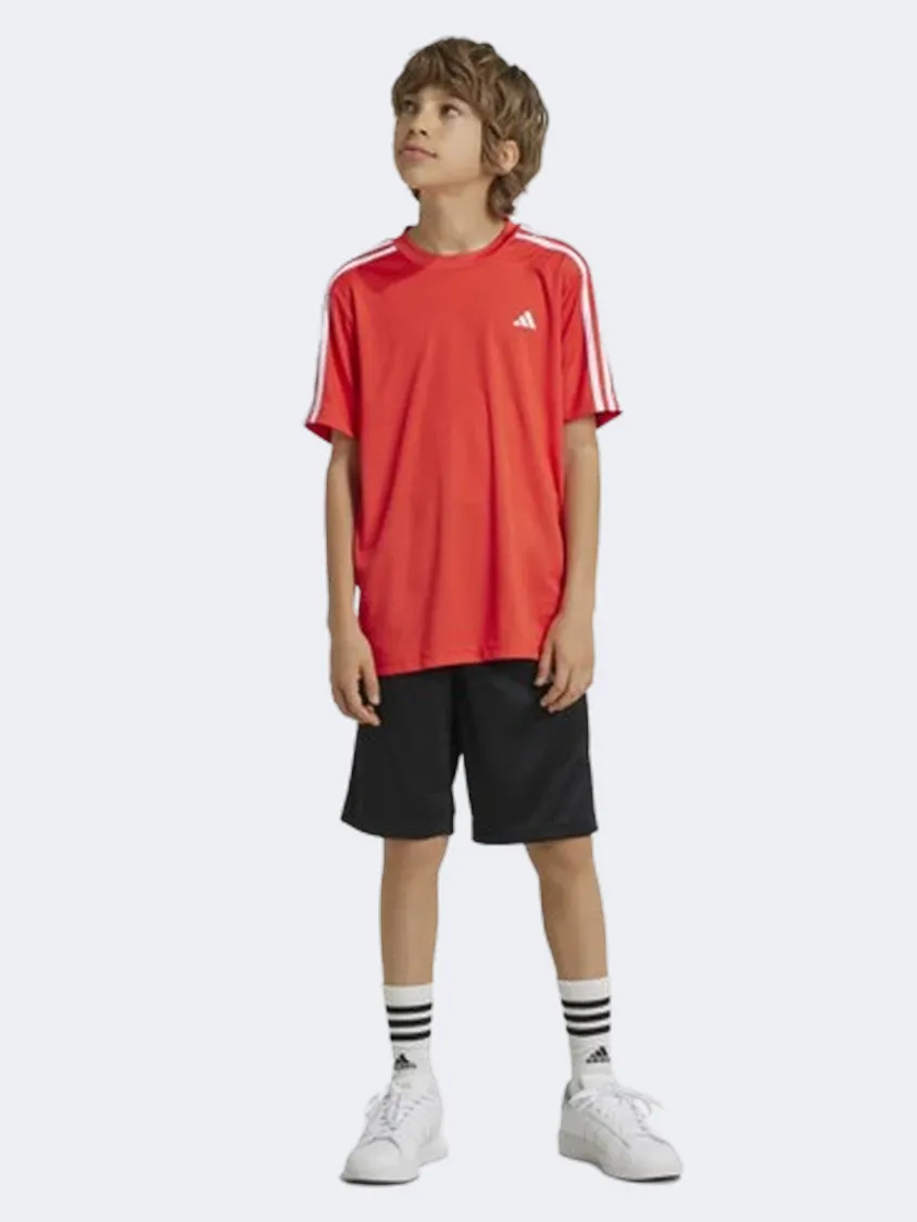 Adidas Essential 3 Stripes Kids-Boys Sportswear Set Bright Red/White