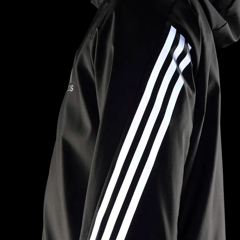 adidas Run Icons Mens Running Jacket Fitness Lightweight Reflective Black White