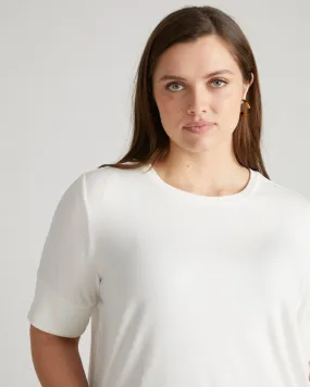 Aimee Liquid Jersey Rib Hem Tee - White