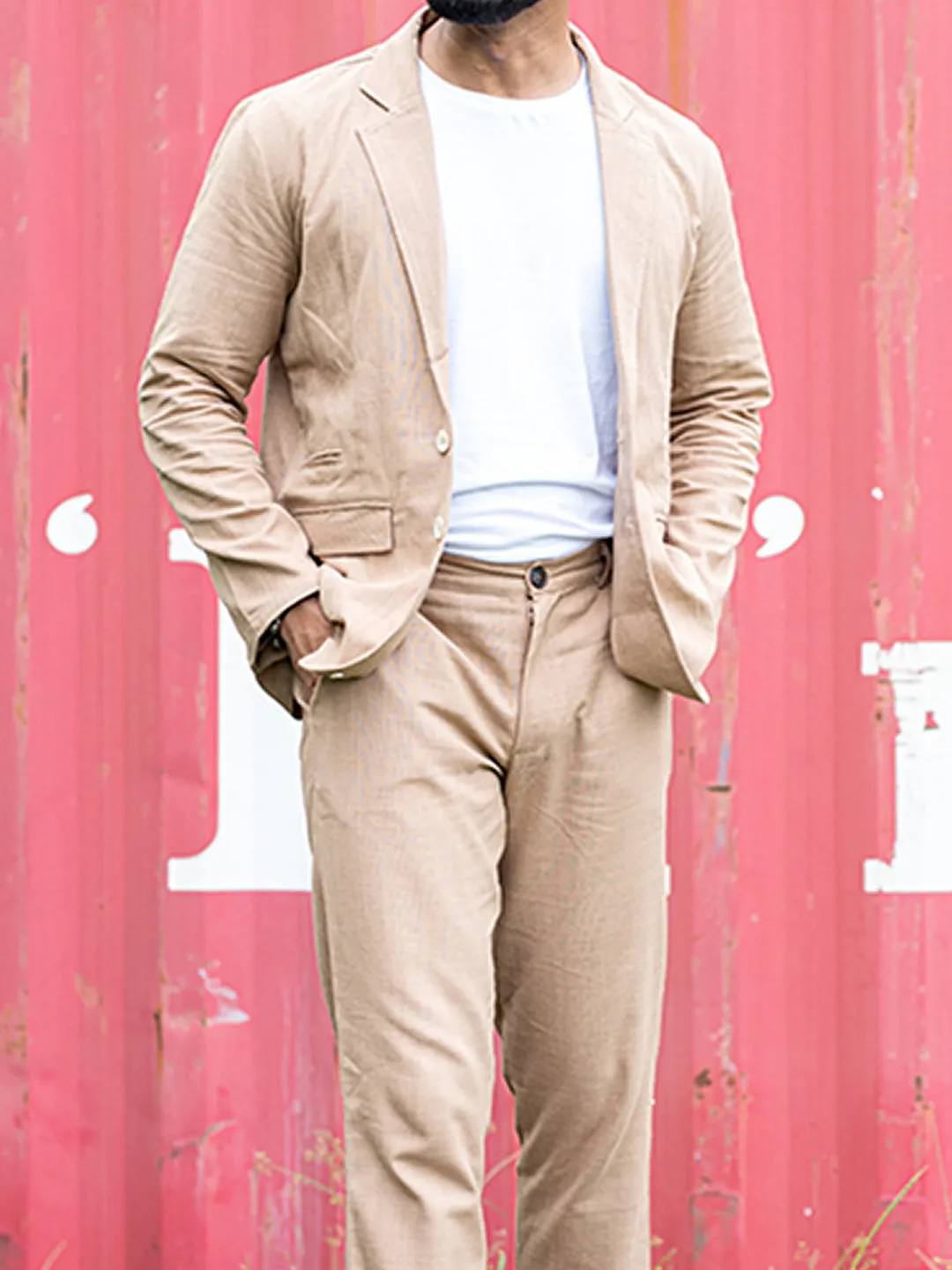 Beige Linen Suit