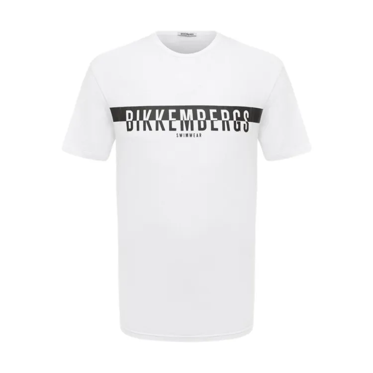 Bikkembergs HALF LOGO T-Shirt Maniche Corte In Cotone Bianco