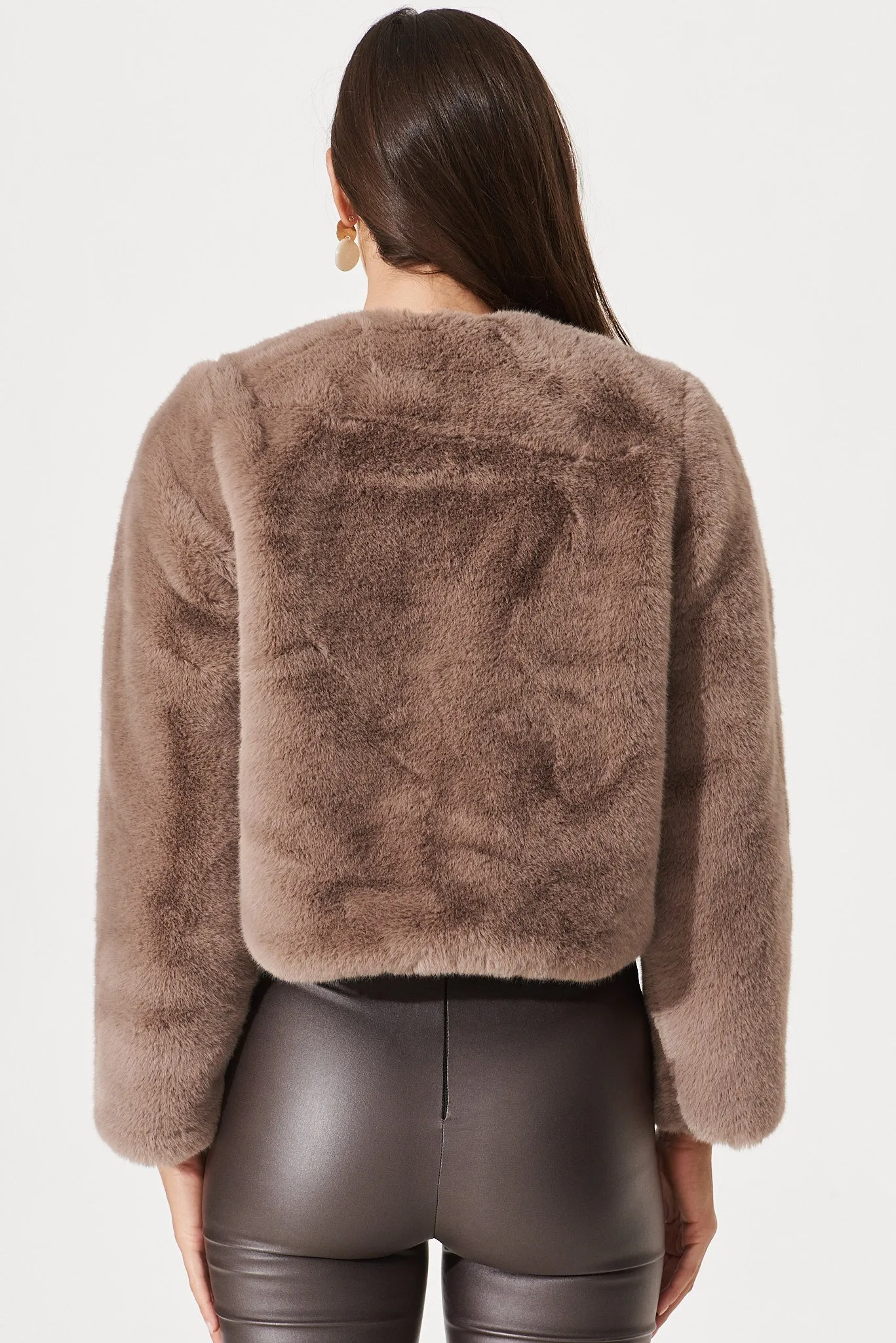 Cher Faux Fur Jacket In Mocha