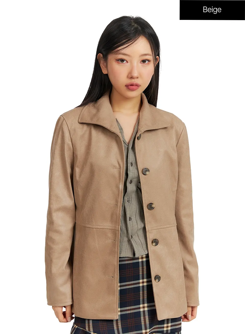 Collared Textured Jacket CF408