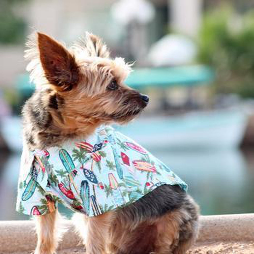 Hawaiian Custom Dog Shirt - Surfboards and Palms