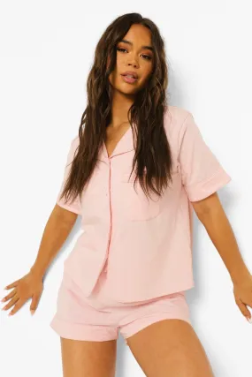 Honeymoon Pearl Button Piping Jersey Pajamas