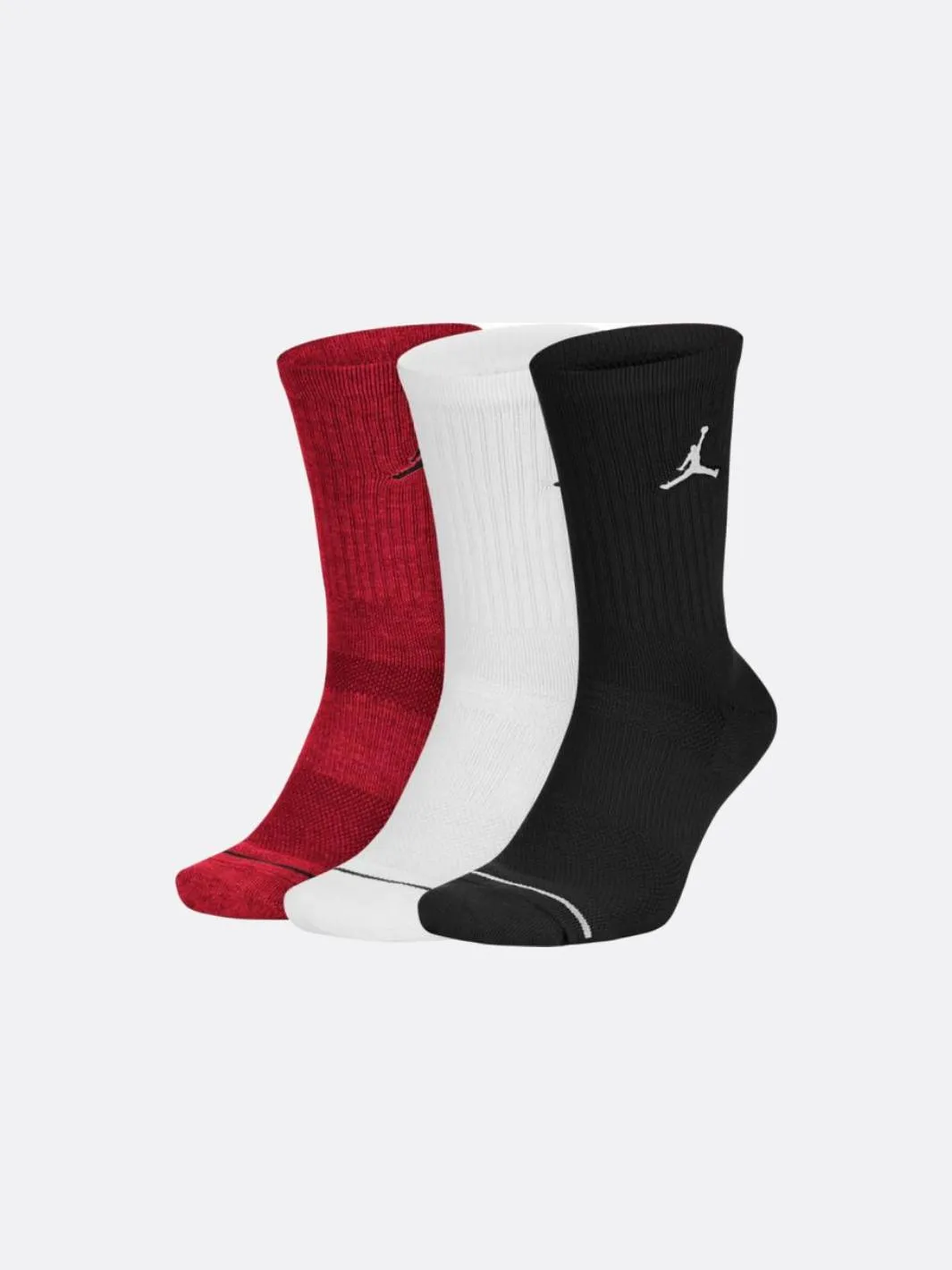 Jordan - Accessories - Jumpman Crew Socks 3pk - Black/White/Gym Red