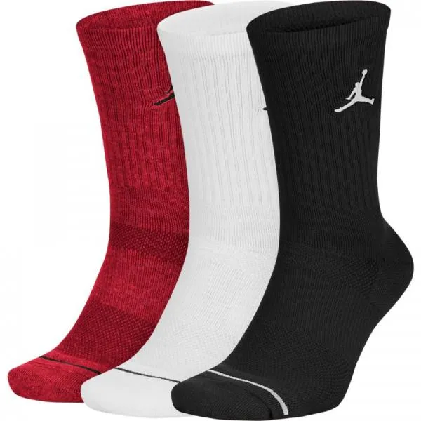 Jordan - Accessories - Jumpman Crew Socks 3pk - Black/White/Gym Red