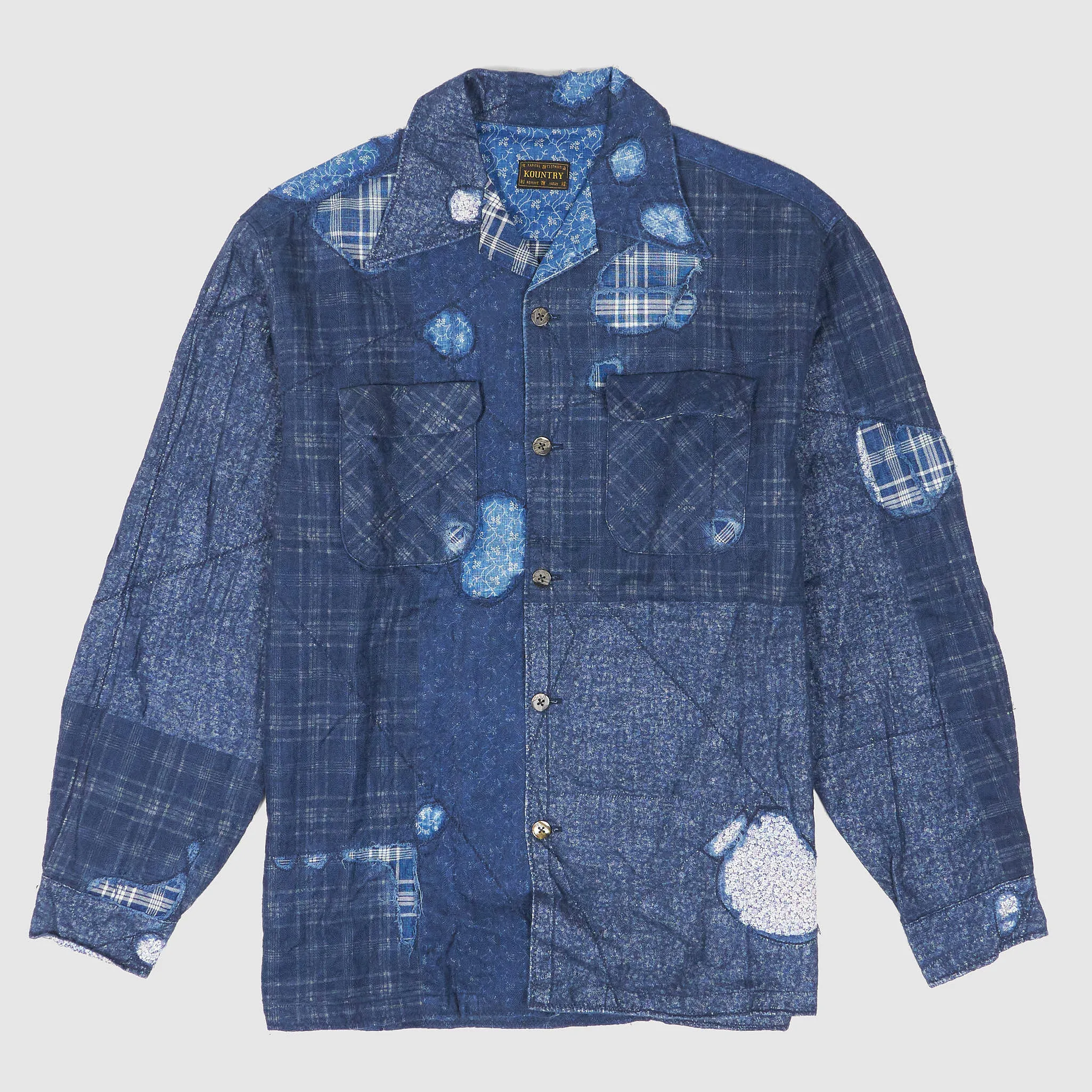 Kapital Indigo Patchwork Nora-Dot Board Shirt