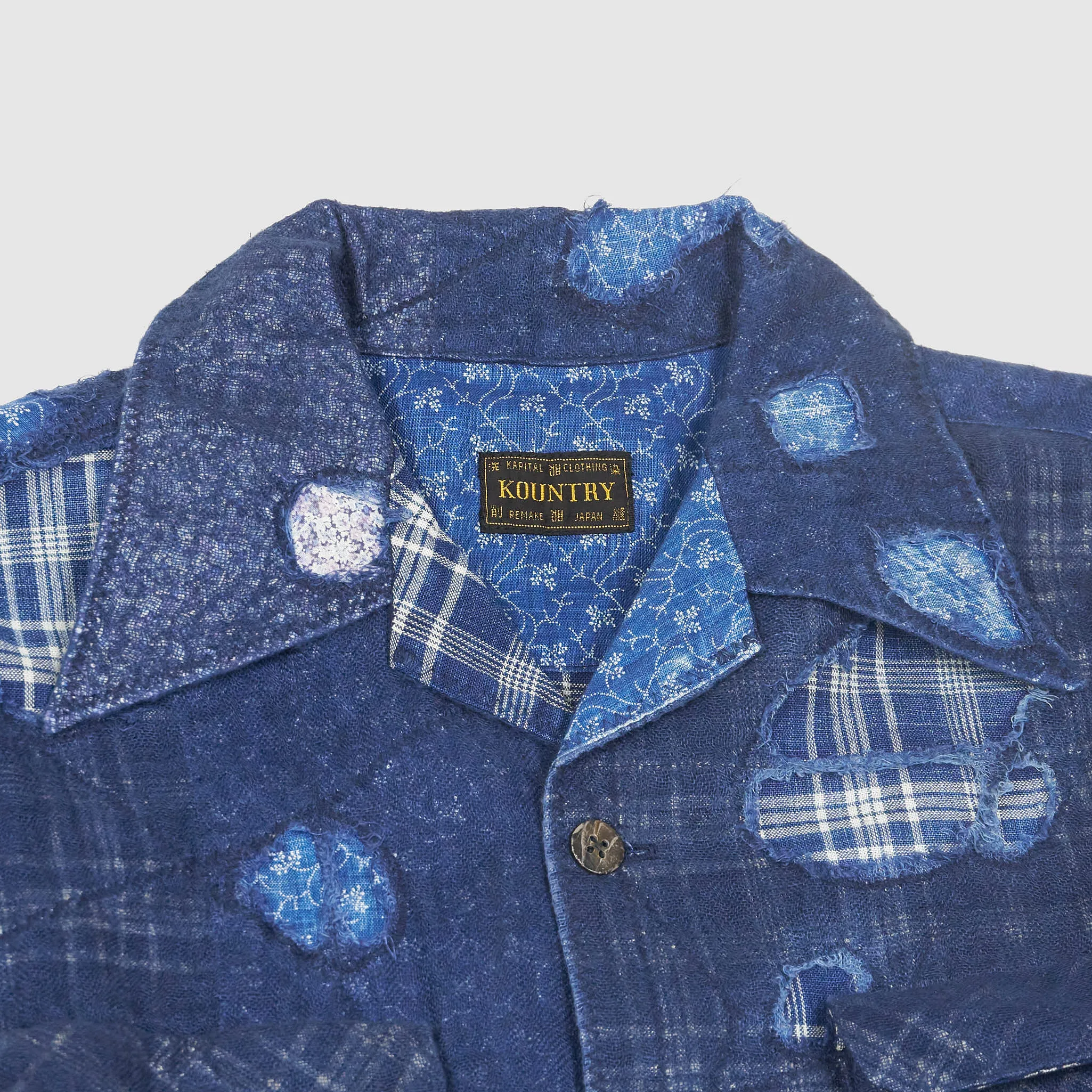 Kapital Indigo Patchwork Nora-Dot Board Shirt