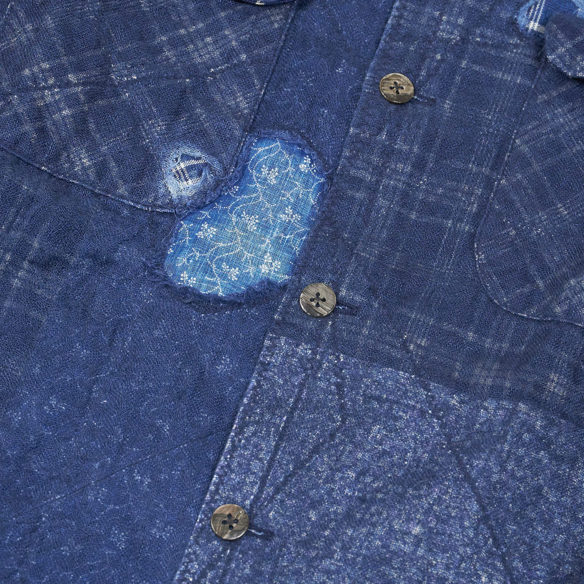 Kapital Indigo Patchwork Nora-Dot Board Shirt