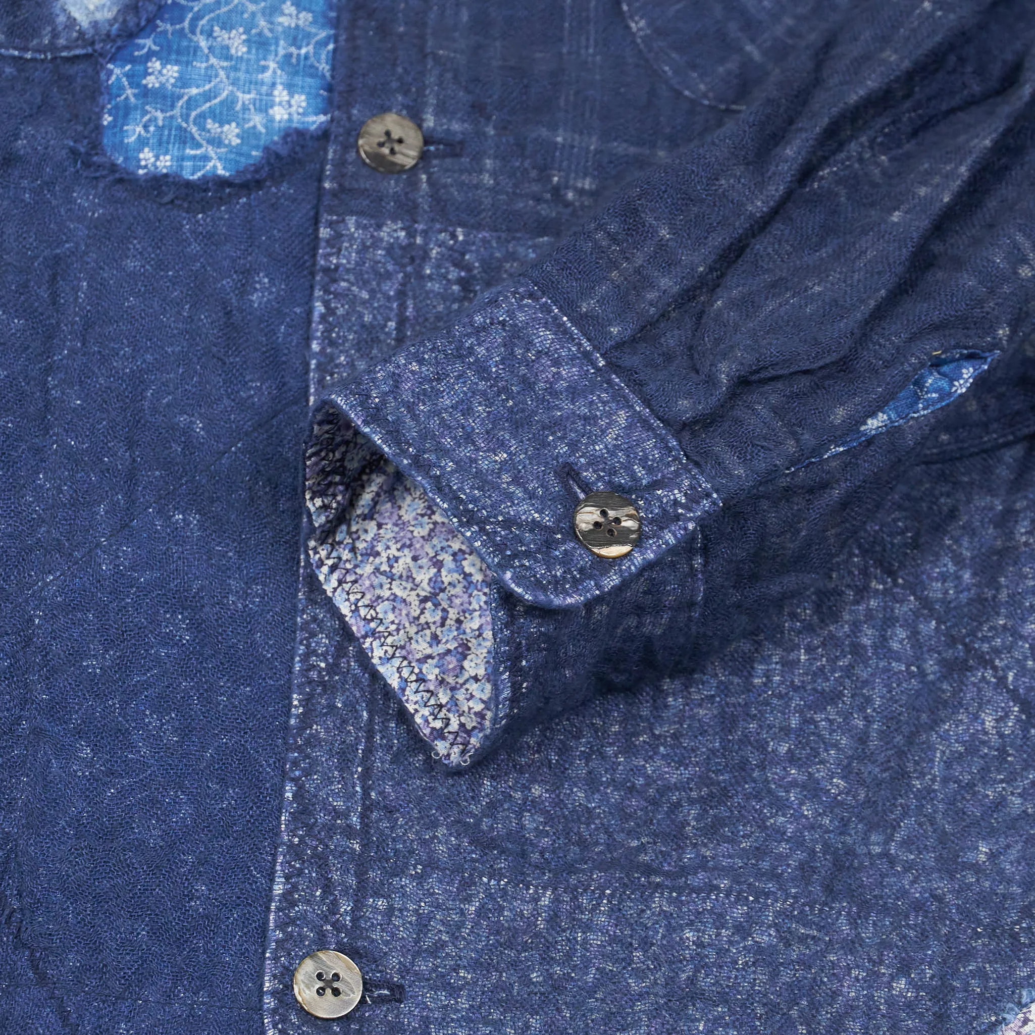 Kapital Indigo Patchwork Nora-Dot Board Shirt