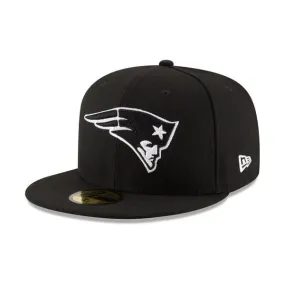 New England Patriots Black On White 59Fifty Fitted - Accessories