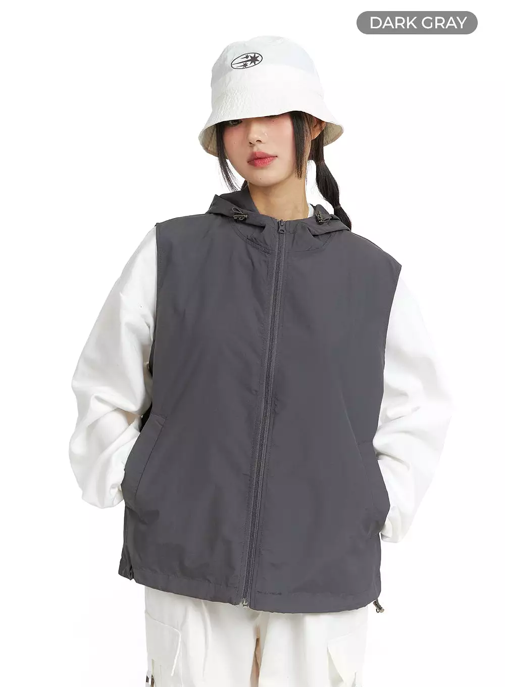 Nylon Hooded Vest Jacket CF423