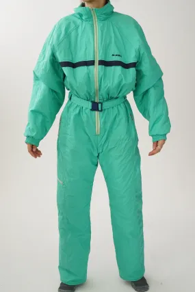 One piece vintage Alaska ski suit, snow suit turquoise unisex taille XL enfant (M-L)