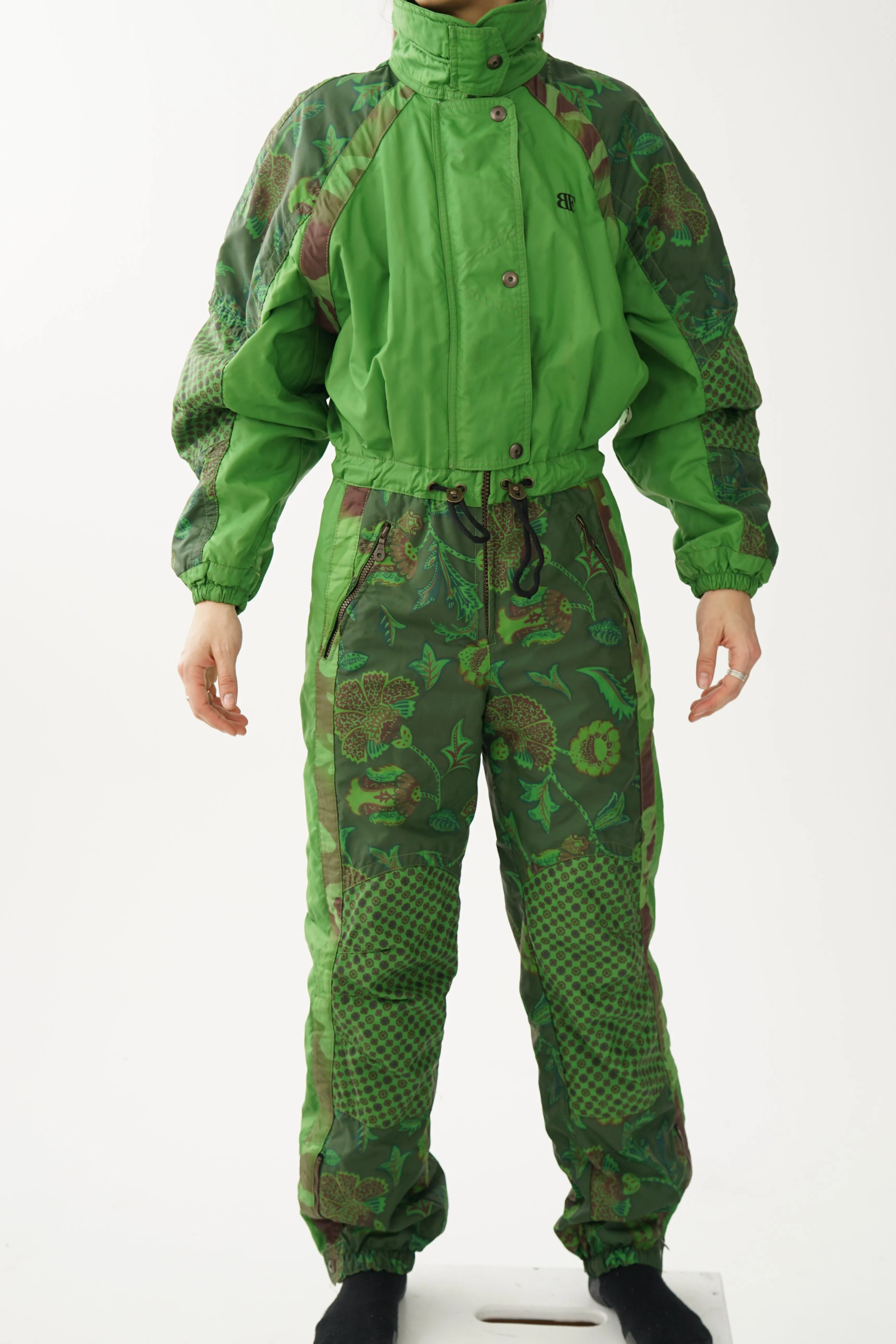 One piece vintage Hi-Per ski suit, snow suit vert fait en Italie taille 46