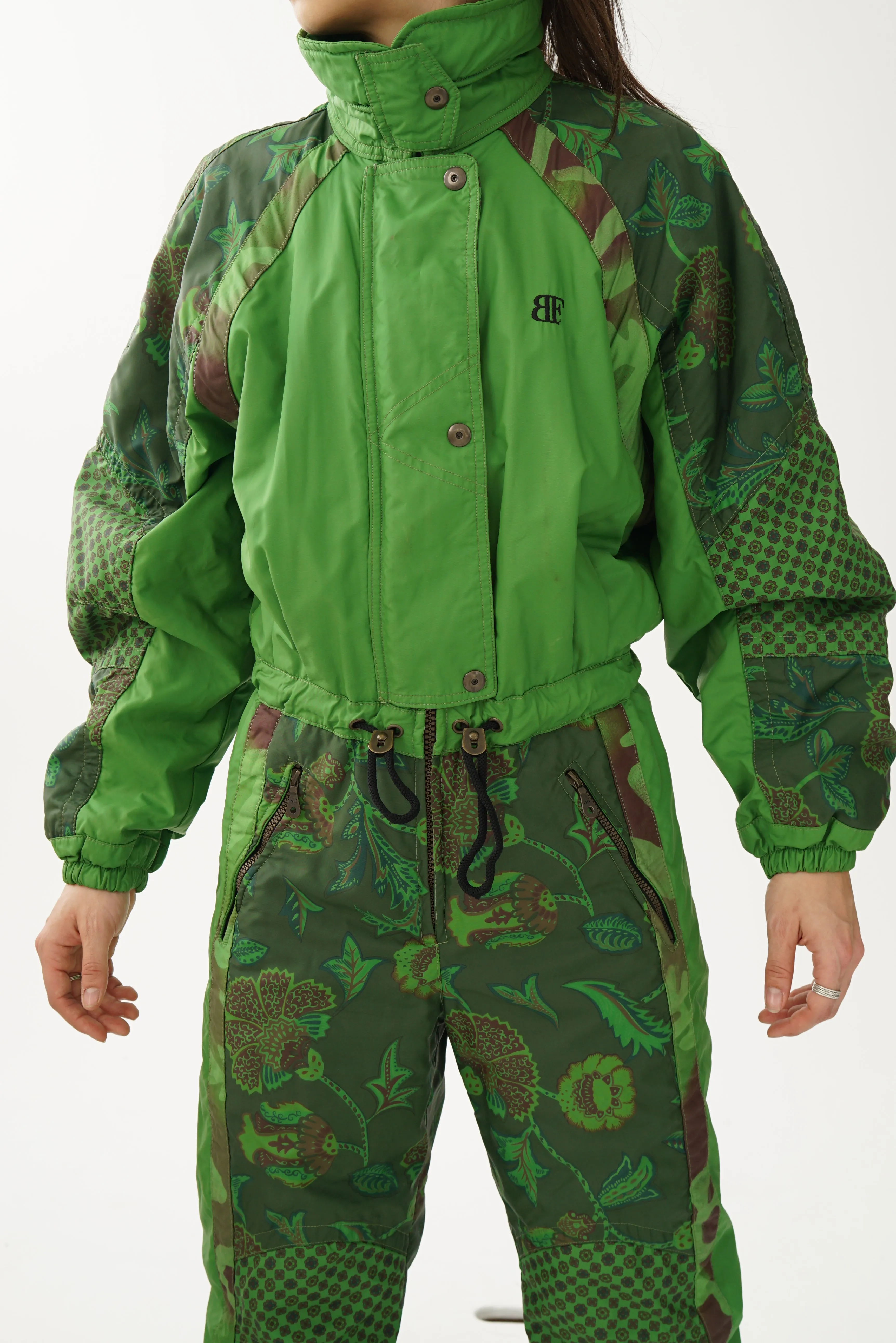 One piece vintage Hi-Per ski suit, snow suit vert fait en Italie taille 46