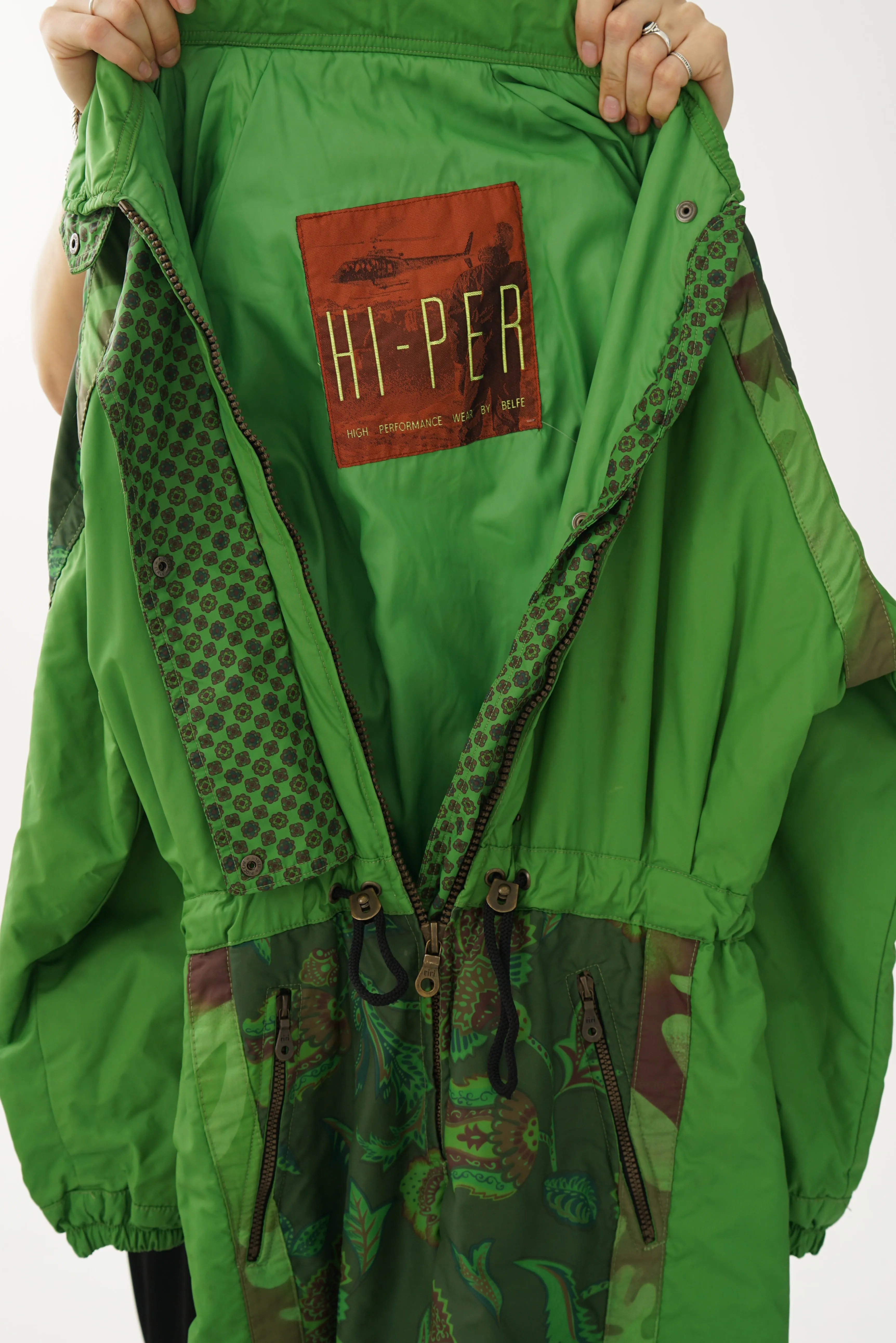 One piece vintage Hi-Per ski suit, snow suit vert fait en Italie taille 46