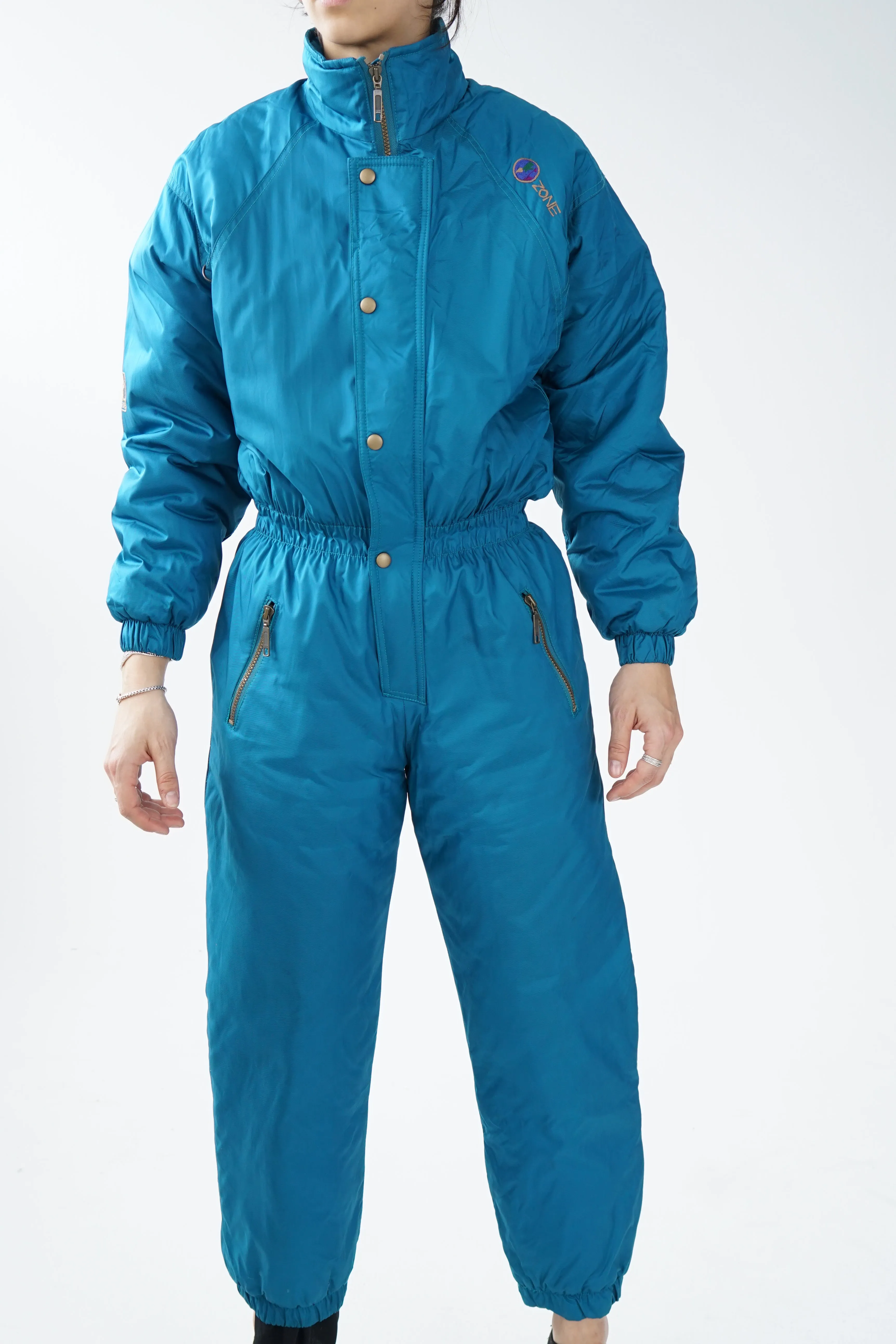 One piece vintage Ozone ski suit, snow suit turquoise unisex taille S-M (16ans)