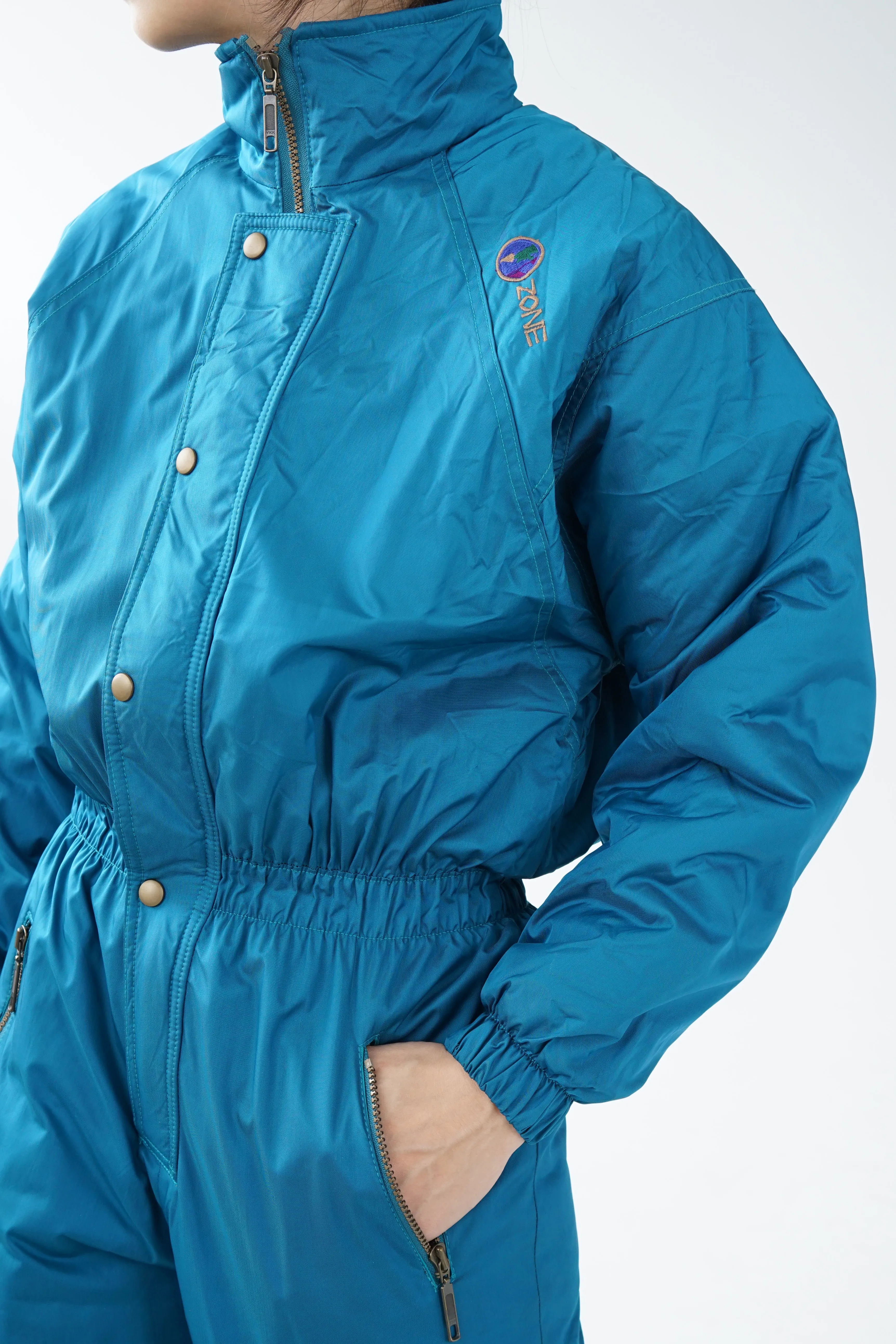 One piece vintage Ozone ski suit, snow suit turquoise unisex taille S-M (16ans)