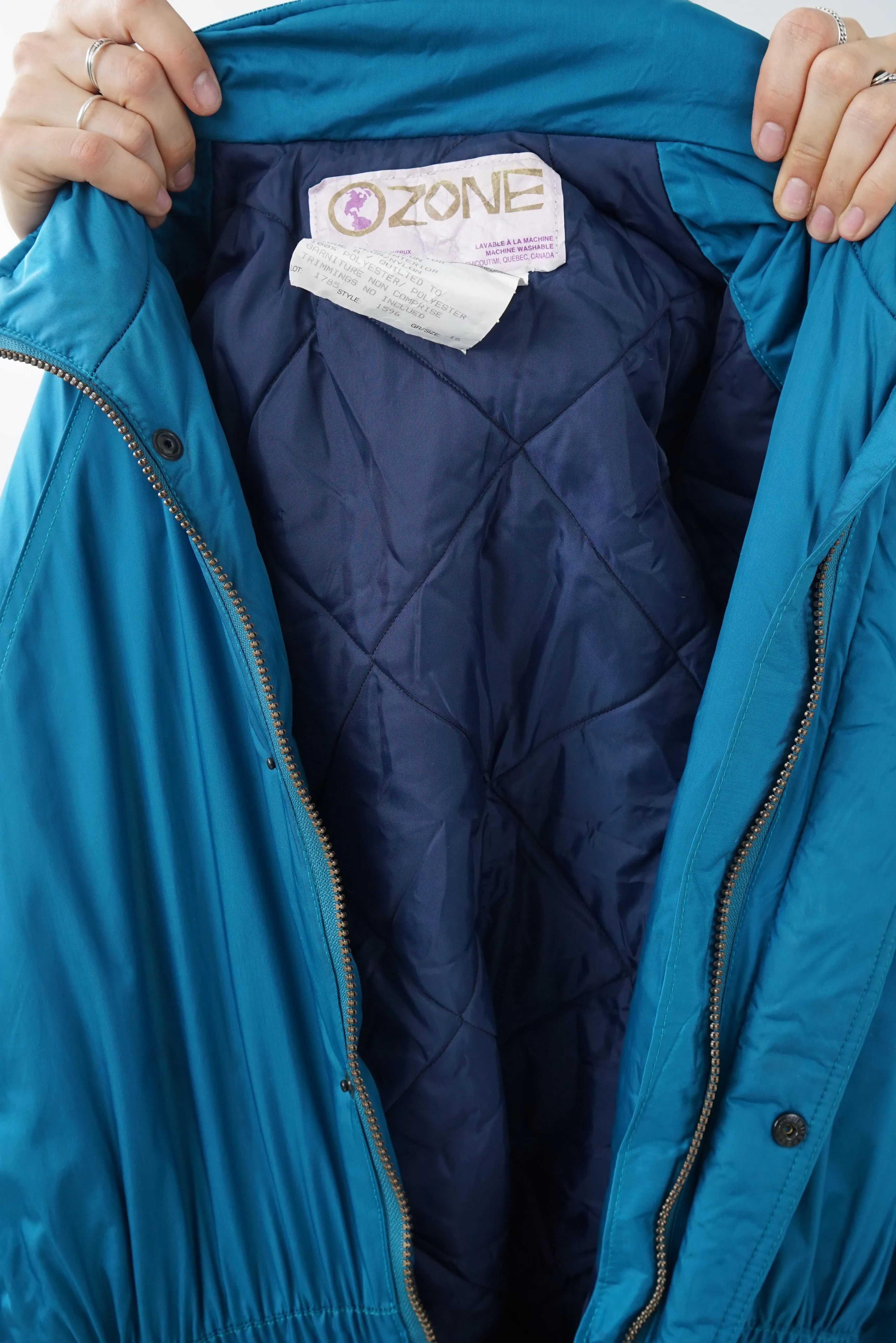 One piece vintage Ozone ski suit, snow suit turquoise unisex taille S-M (16ans)