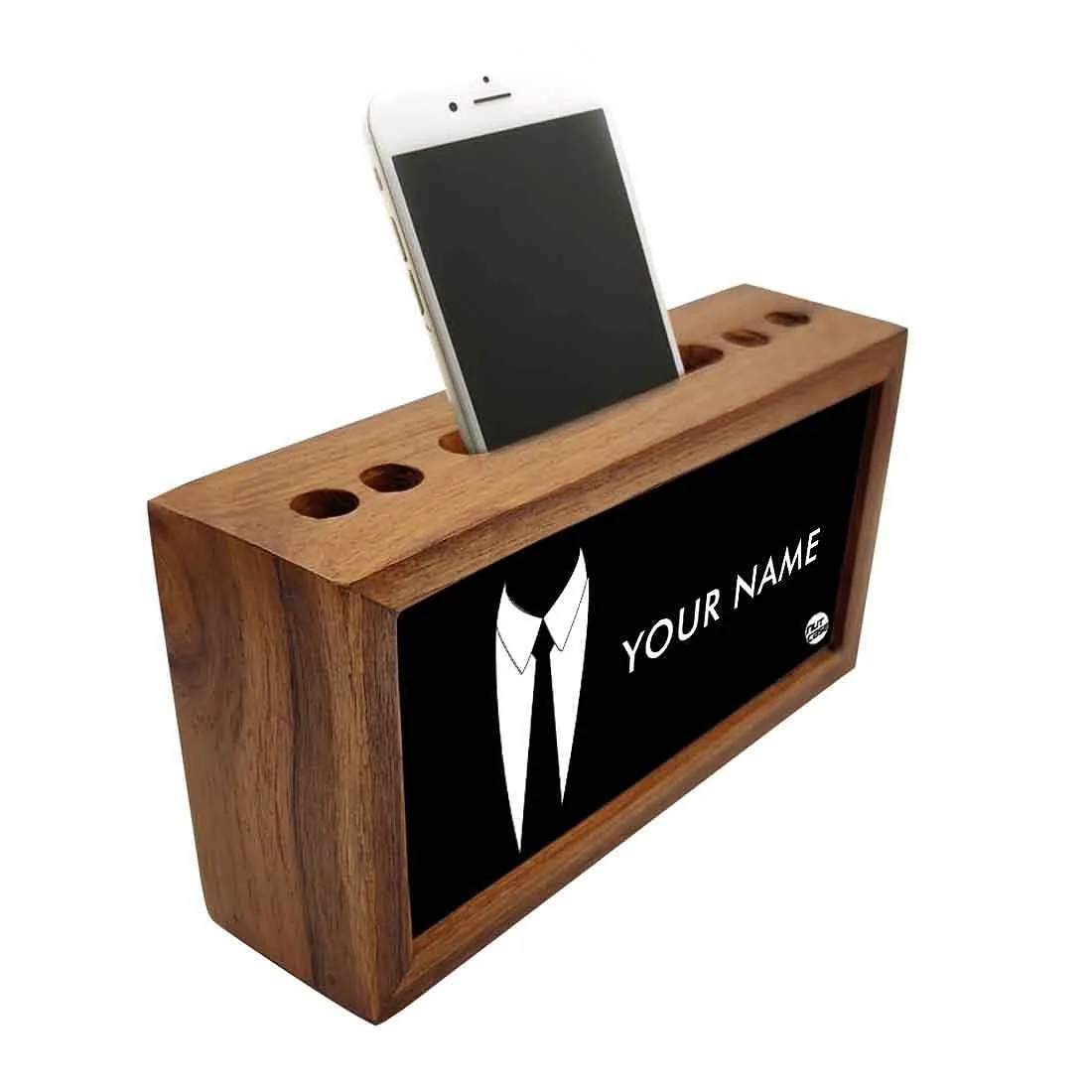 Personalized Wooden desktop organizer - Suit Up