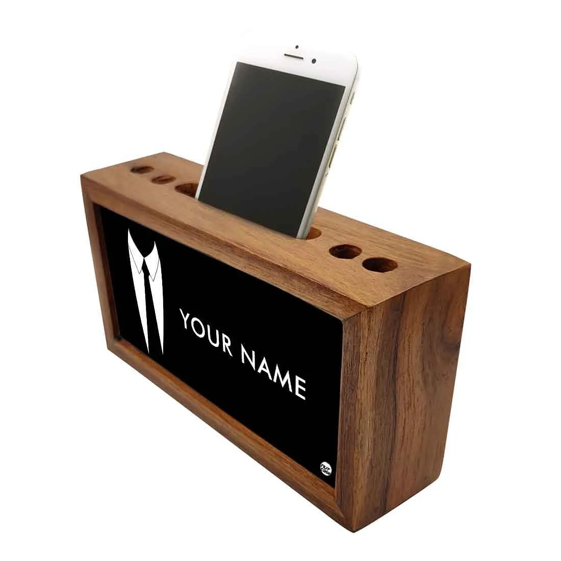 Personalized Wooden desktop organizer - Suit Up