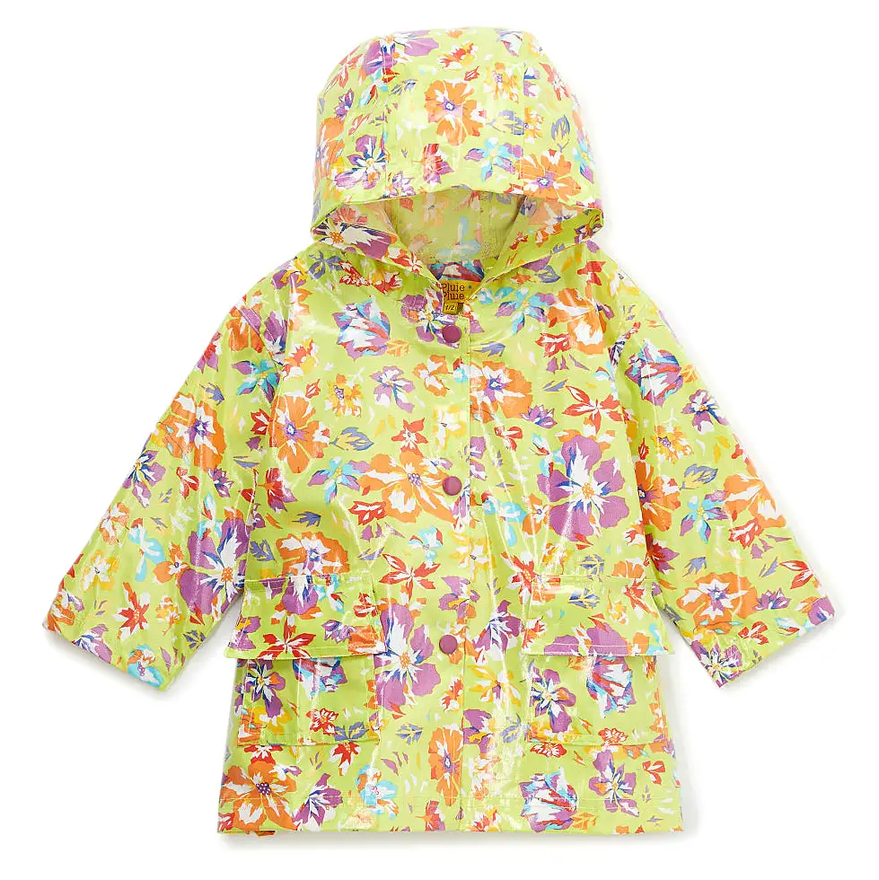 Pluie Pluie Girls RC - Lime Flower Rain Coat