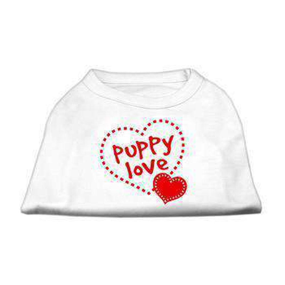 Puppy Love Screen Print Dog Shirt - White