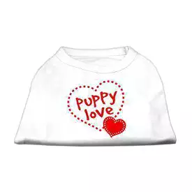 Puppy Love Screen Print Dog Shirt - White