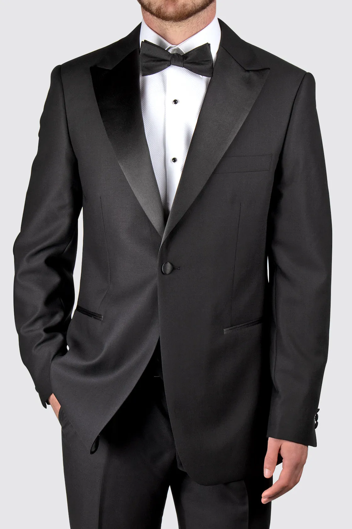 Rembrandt Trace Lotus Peak Lapel Dinner Suit Black