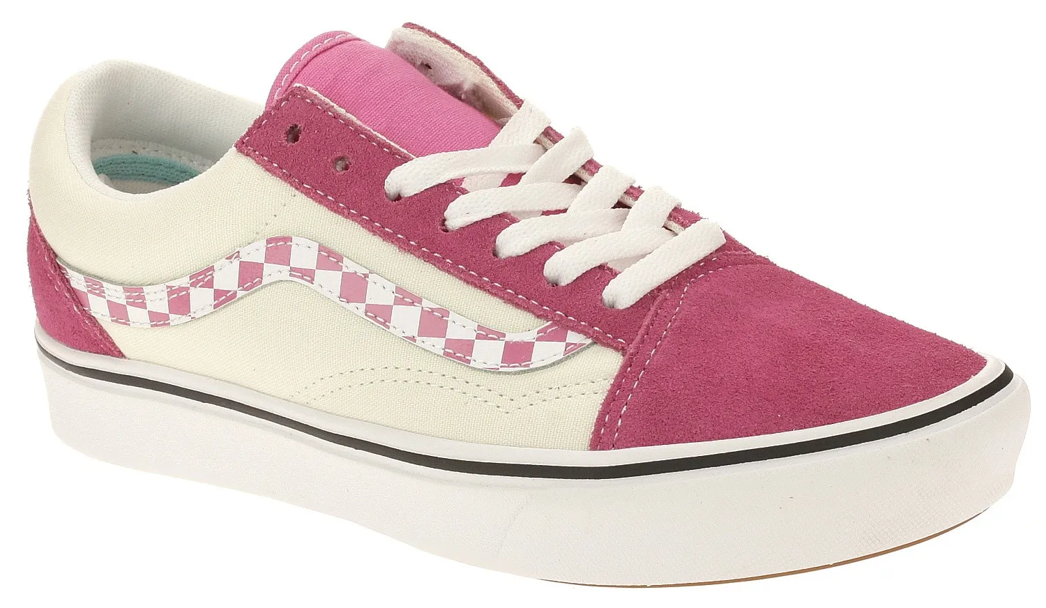 shoes Vans ComfyCush Old Skool - Sidestripe Check/Carmine Rose/True White