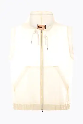 sleeveless oversized jacket in waterproof technical organza