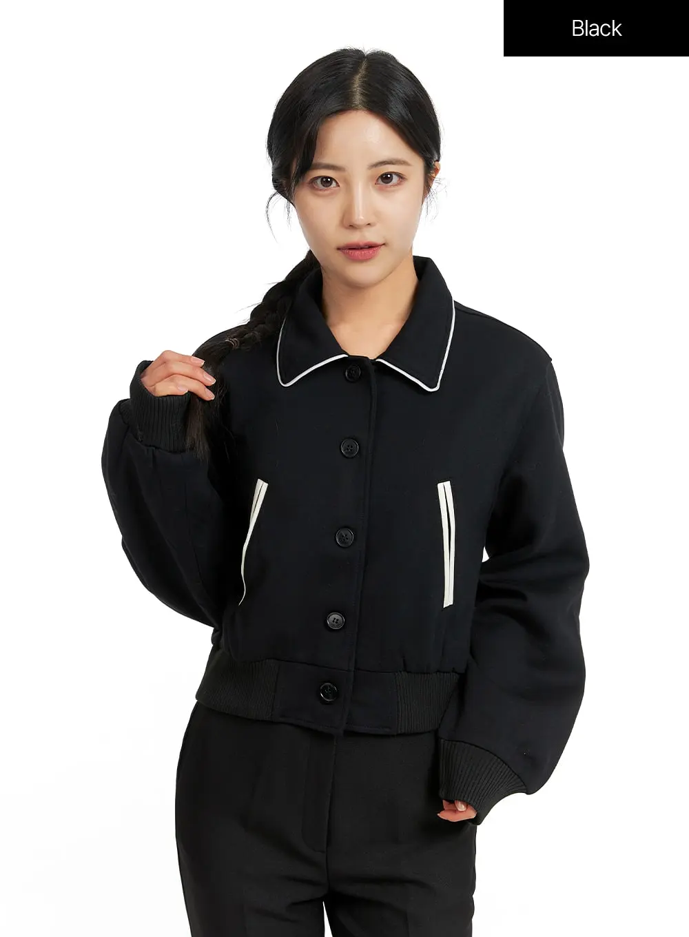 Solid Collar Pocket Jacket OF420