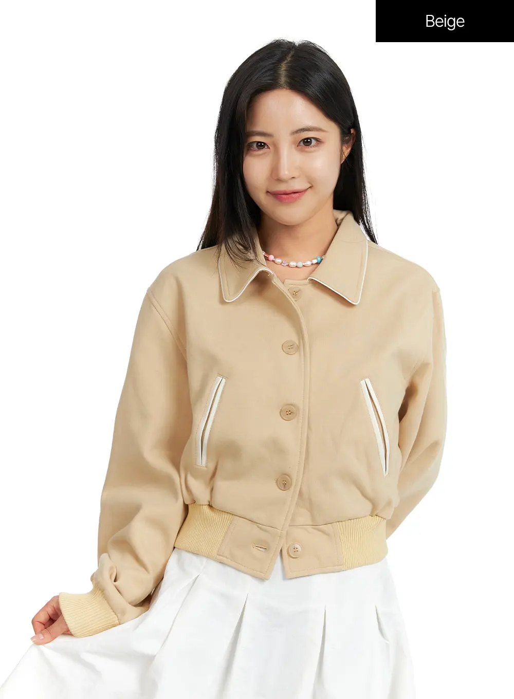 Solid Collar Pocket Jacket OF420