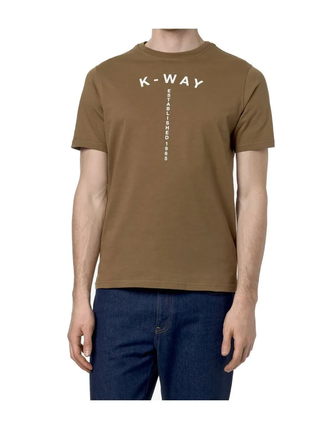 T-shirt K-way uomo K41318W Odom typo est marrone corda