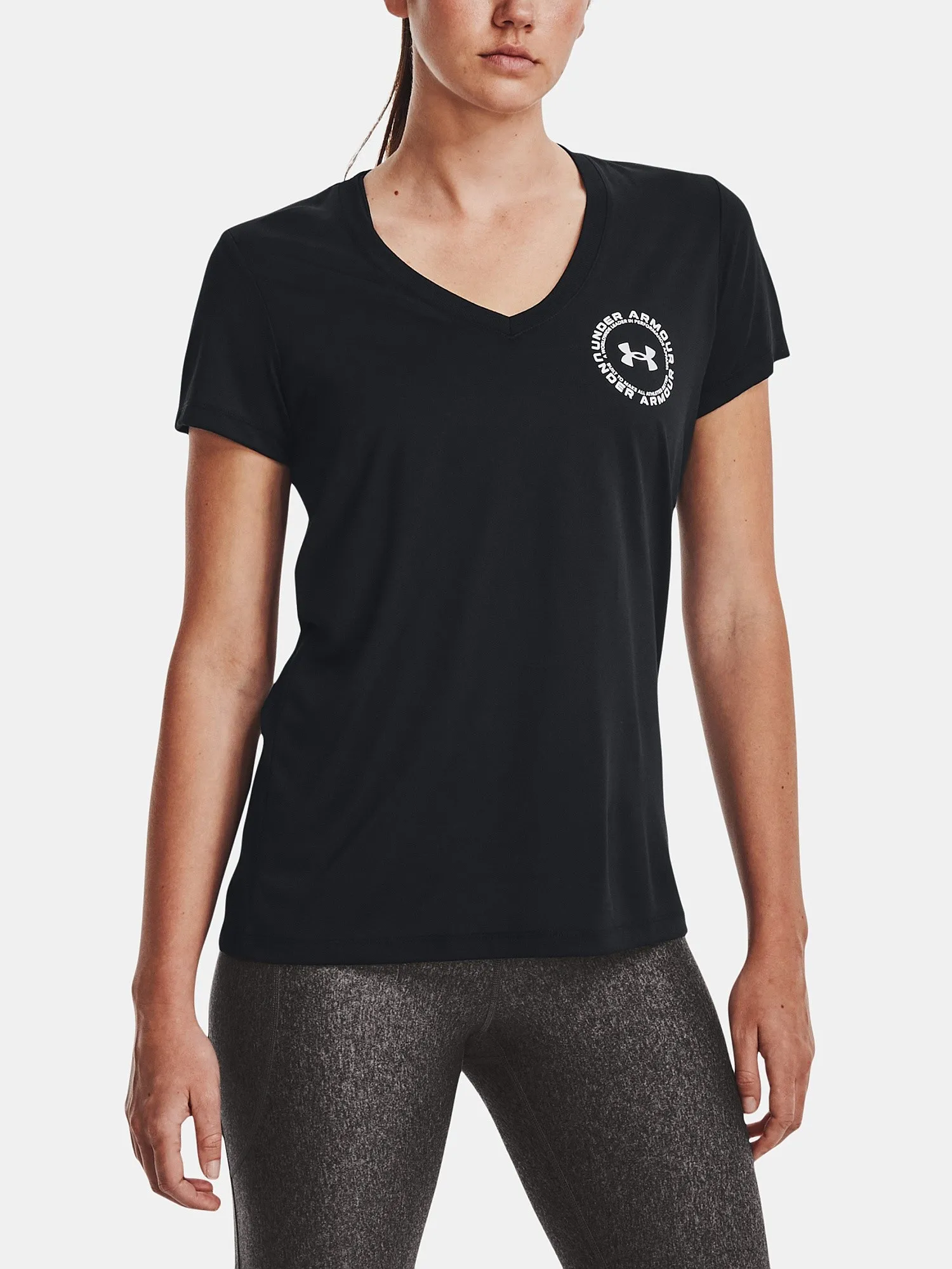 T-Shirt Under Armour Tech Solid LC Crest SSV - Black/White - women´s