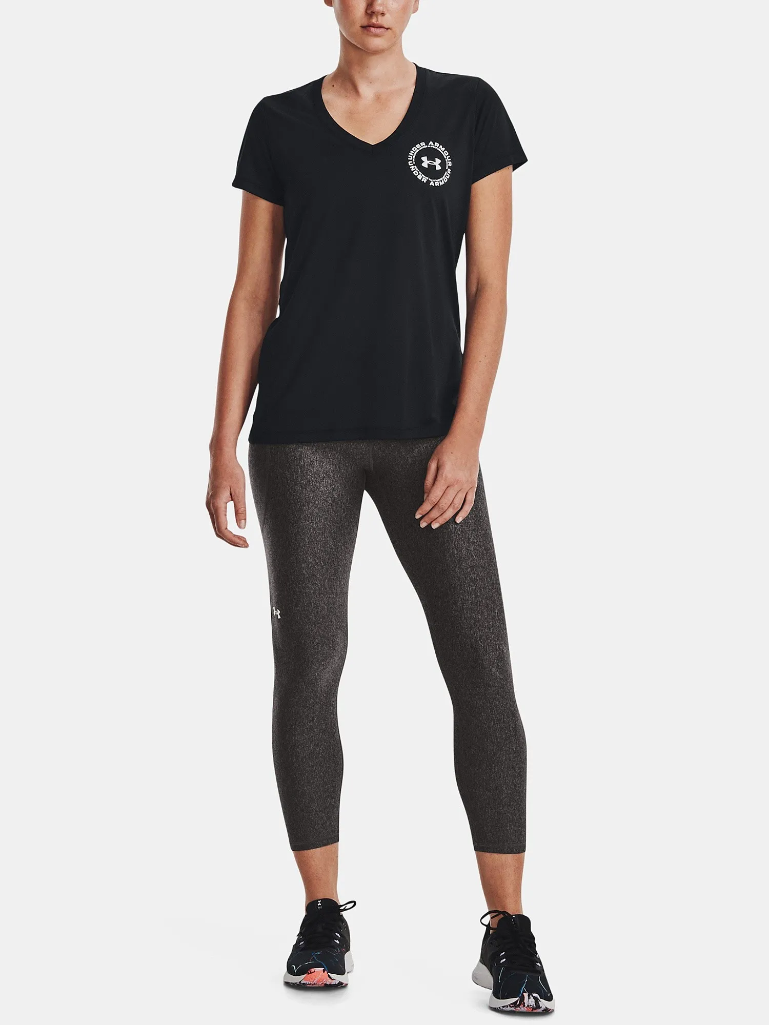 T-Shirt Under Armour Tech Solid LC Crest SSV - Black/White - women´s