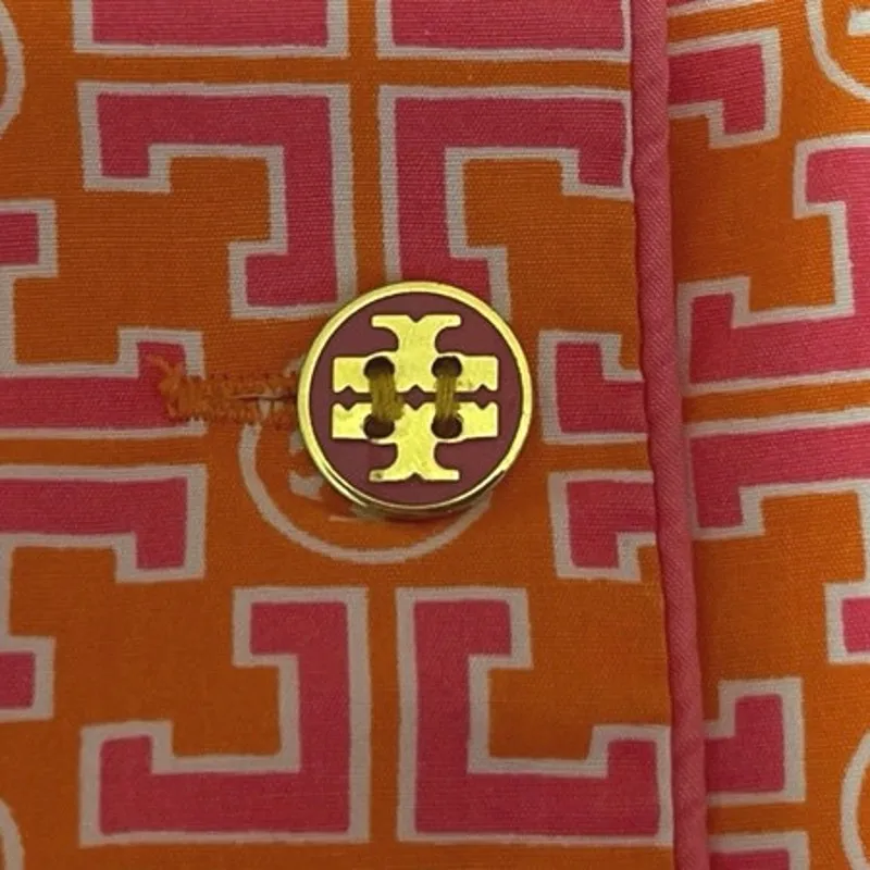 Tory Burch Multi Geometric Print Long Sleeve Collared 2 Piece Sleep Pajamas XS