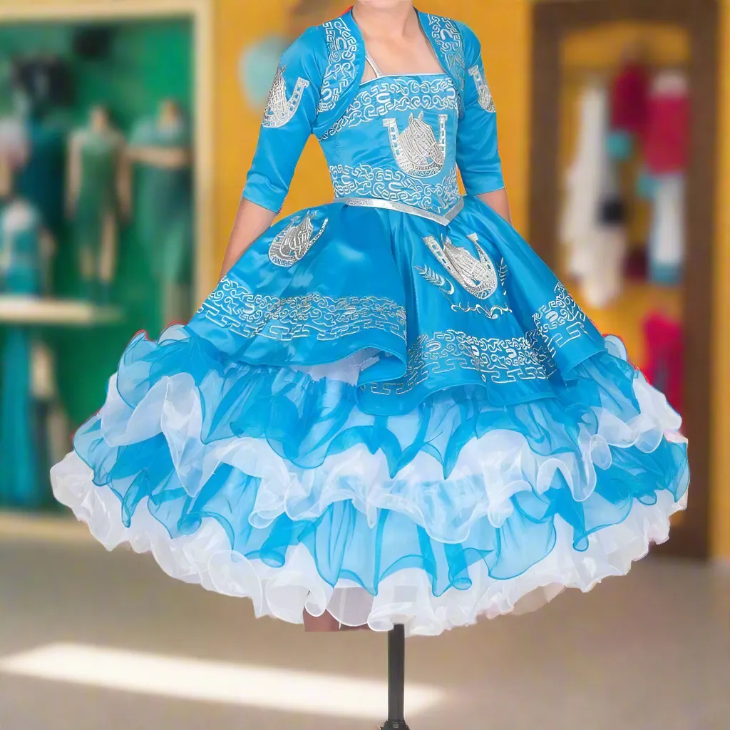 Traje Charro de Niña KS76220 Blue - Charro Suit for Girls