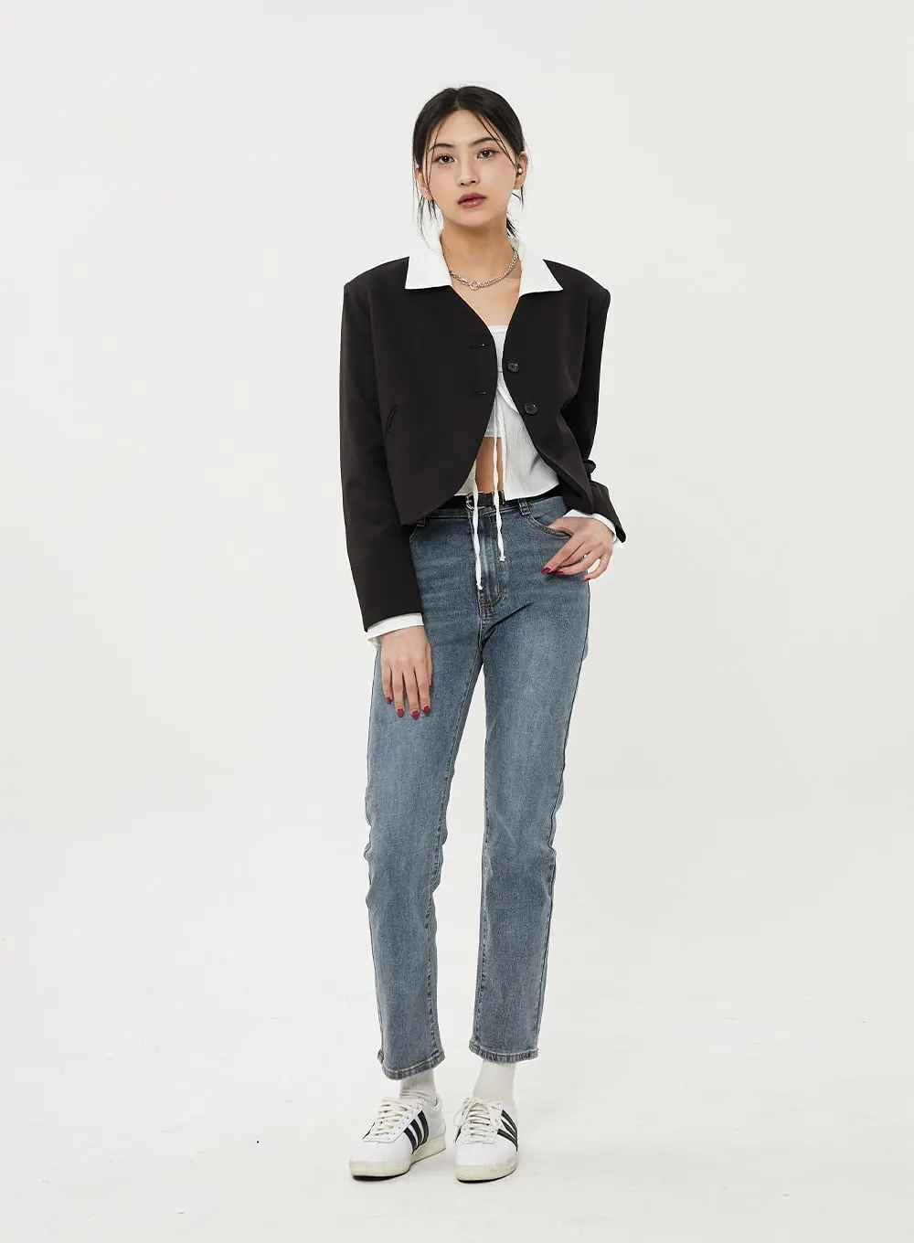 V-Neck Cropped Jacket BF316