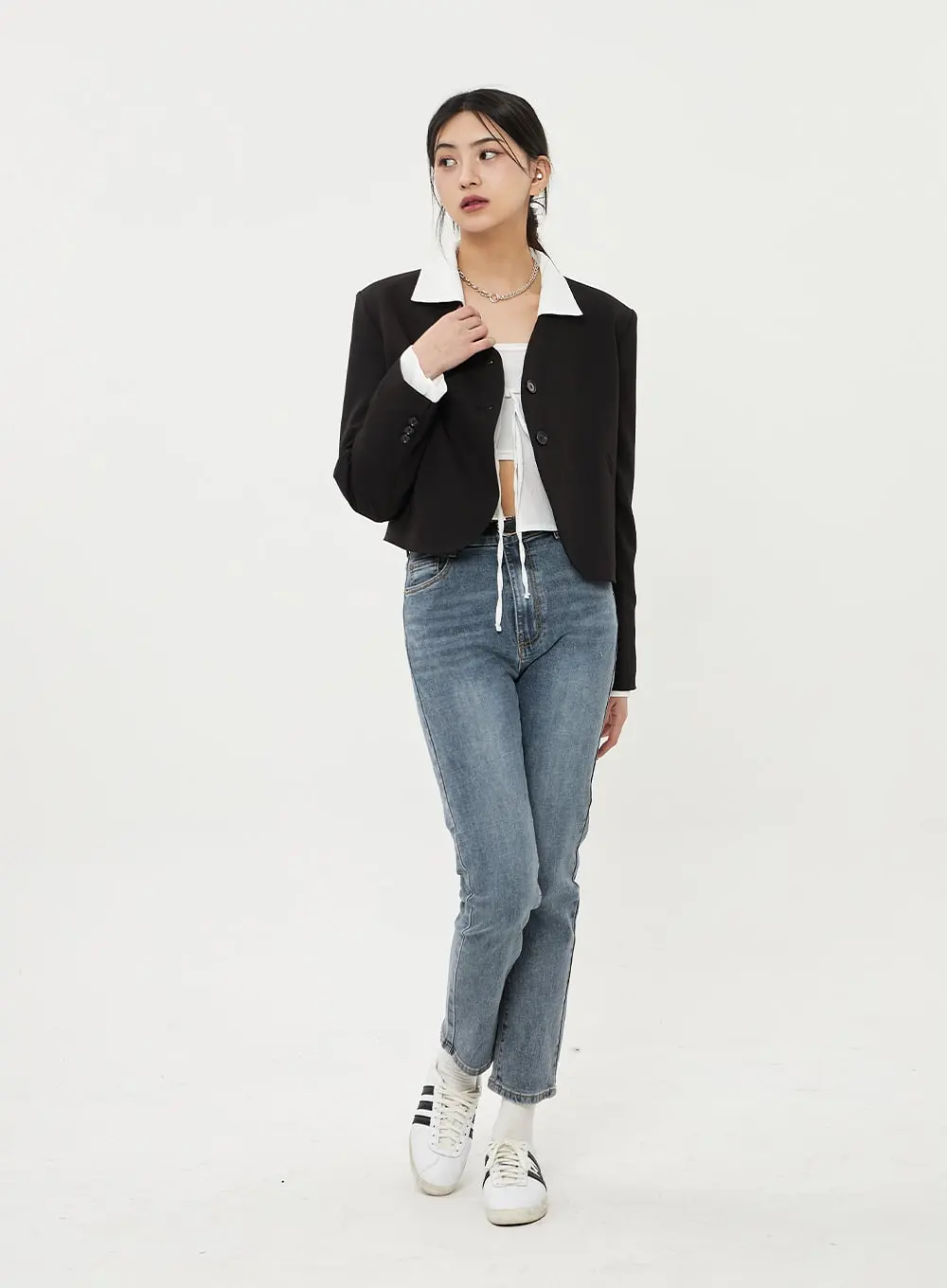 V-Neck Cropped Jacket BF316