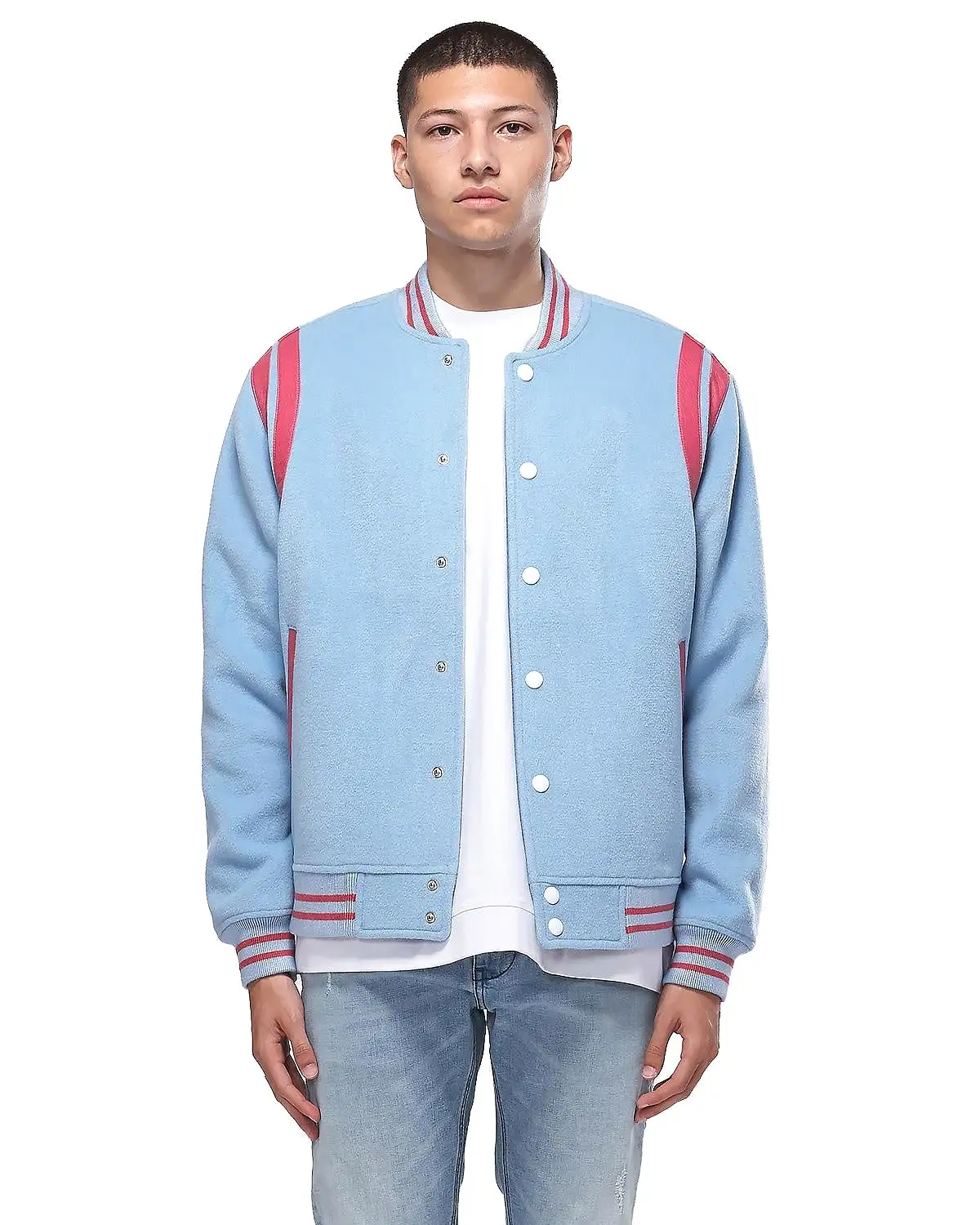 Wool Blend Varsity Jacket (Blue) /C1