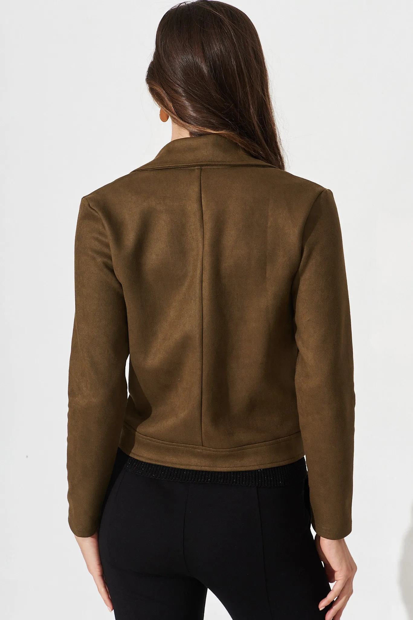 Zodiac Jacket In Khaki Suedette